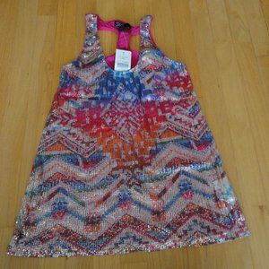 SWS Hot Pink multicoloured sequin racerback top